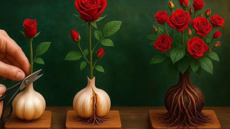 Grow 100 White Roots Overnight by Sticking a Rose Branch in Garlic!