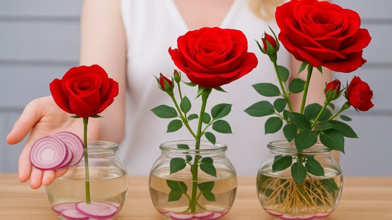 Grow 100 Roots Overnight by Sticking a Rose Stem in Onion Water!