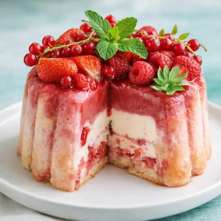 Frozen Berry Charlotte with Jelly Heart and Berry Sauce: A Delightful Treat