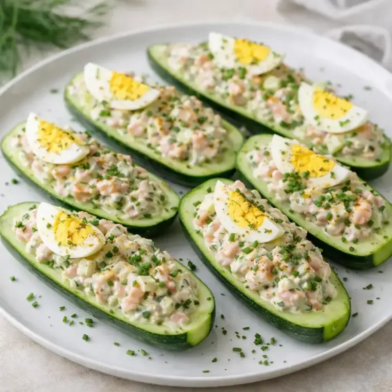 Stuffed Zucchini with Salmon and Creamy Lemon Sauce: A Delightful Recipe
