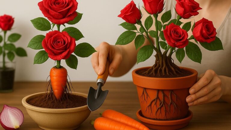 Grow 999 Roots Overnight by Sticking a Rose Branch in a Carrot!