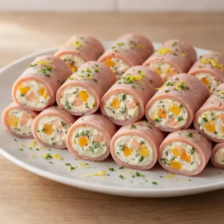 Shrimp and Mango Ham Rolls with Zesty Lemon Sauce