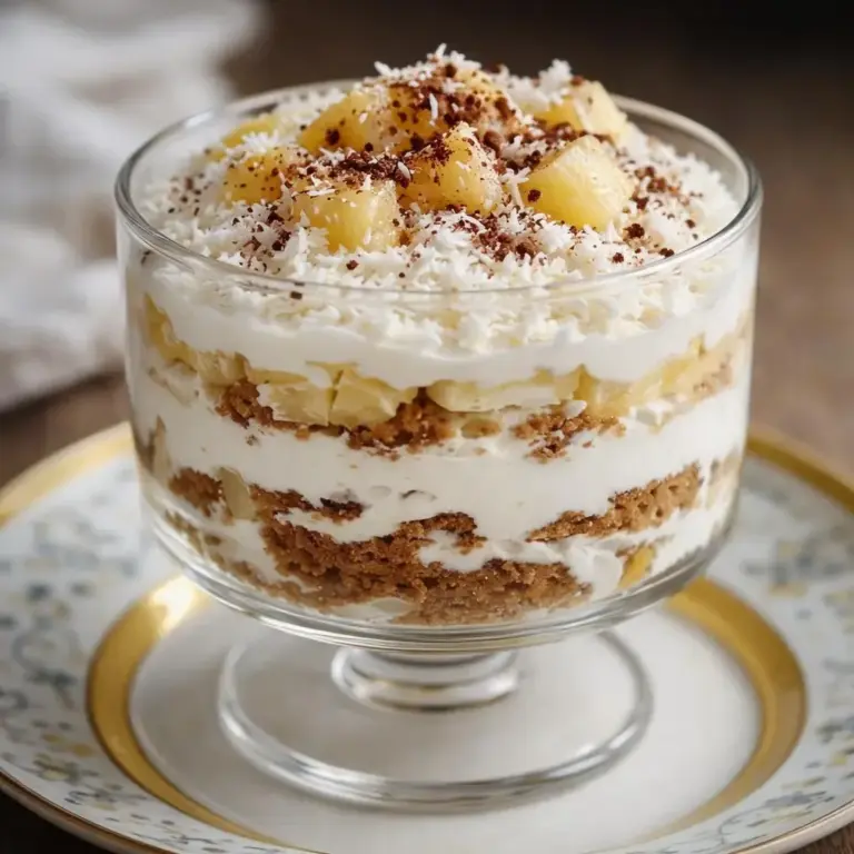 Pineapple Coconut Tiramisu with Rum-Soaked Cookies: A Tropical Delight